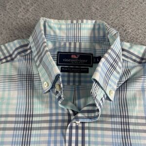 Vineyard Vines Murray Shirt Mens Large Blue Plaid Button Up Slim Fit 100% Cotton